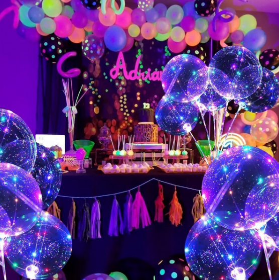 LED Mehrfarbiger Transparenter Kugelballon "Bubble Balloon" 45cm 1 Stück